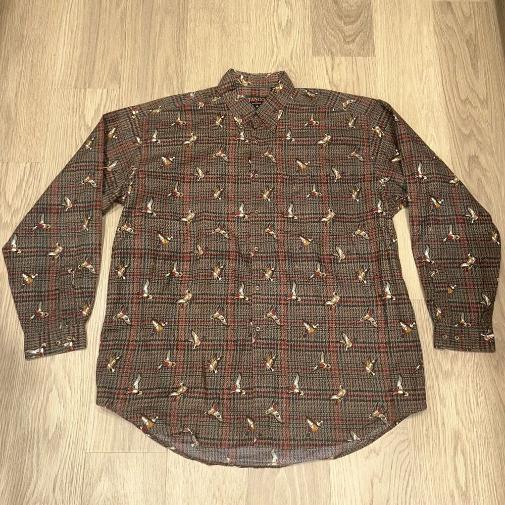 Tango by Max Rabb Button Down Shirt Duck Mallard Print Long Sleeve XL